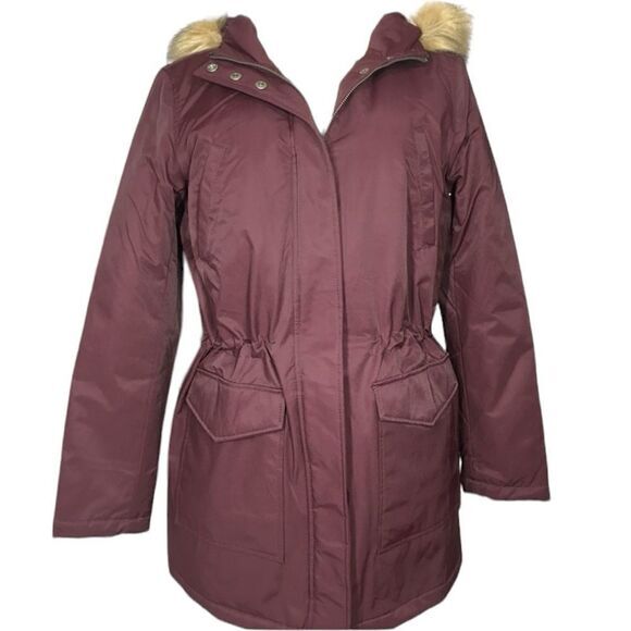 Levi Strauss Sherpa Faux‎ fur lined hooded Cargo Parka Coat Red Small NWT - Picture 3 of 16